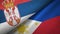 Serbia and Philippines two flags textile cloth, fabric texture