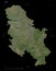 Serbia shape on black. High-res satellite