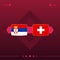 Serbia, switzerland world football 2022 match versus on red background. vector illustration