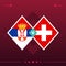 Serbia, switzerland world football 2022 match versus on red background. vector illustration