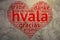 Serbian, croatian Hvala - Heart shaped word cloud Thanks, Grunge