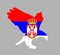 Serbian flag over eagle bird national animal vector silhouette illustration isolated on background.