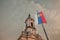 Serbian orthodox Church of banatsko novo selo a 19th century old Austro Hungarian style church with the flag of Serbian orthodox