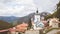 Serbian Orthodox monastery. Beautiful view on nature landscape in background. The Ovcar-Kablar Gorge, western Serbia