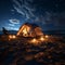 Serenade of stars Tent set up under the night sky, embracing tranquility