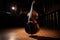 Serenade of strings: double bass in a majestic concert hall. AI generated