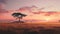 Serene African Sunset Over Grassy Plains