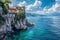 Serene Afternoon Along the Amalfi Coast, Italy, With Sun-Kissed Cliffs and Azure Waters