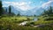 Serene alpine meadow dotted with wildflowers. Ai Generated.NO.04