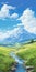 Serene Anime Art: A Beautiful Mountain Stream Adventure