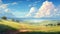 Serene Anime Art: Majestic Mountains In The Sky