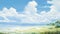 Serene Anime Sea Water Scene With Expansive Skies