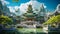 Serene Asian Jade Sanctuary. Magical Chinese Temple From Exquisite Jade. Generative AI