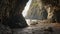 Serene Atmospheric Perspective: The Misty Gothic Cave Of A Pacific Beach