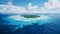 Serene Atoll: A Photorealistic 3d Illustration Of A Beautiful Island In A Blue Sea