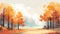 Serene Autumn Landscape Painting Illustration - Free Desktop Wallpapers