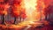 Serene Autumn Landscape Painting With Soft Gradients In 8k Resolution
