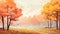 Serene Autumn Landscape: Whimsical Anime Wallpaper With Colorful Falling Leaves