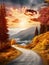 A serene autumnal forest with vibrant foliage and a winding path