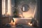 a serene bathroom, with candles and bubbles, for a relaxing soak