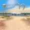 Serene Beach Balloon Arch, Made with Generative AI