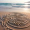 Serene Beach Scene with Intricate Sand Patterns