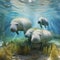 Serene Beauty of Dugongs in Shallow Seagrass Beds