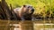 Serene Beaver In Russian Waters: A Captivating Rtx-style National Geographic Photo