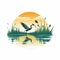 Serene Bird In Water: A Vector Logo Inspired By Wetlands