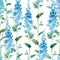 Serene Blue Wildflowers Seamless Pattern Design