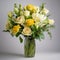 Serene Bouquet: A Monochromatic Shadow Of Yellow And White Roses