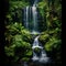 Serene and Breathtaking Waterfall amidst Lush Green Mountainside