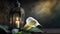 Serene candle lantern and calla lily still life