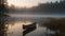 Serene Canoe on Misty Lake