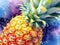 Serene and captivating watercolor depiction of a pineapple