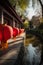 Serene Chinese Garden with Red and Gold Lanterns