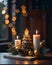 Serene Christmas arrangement with a Christmas tree and candles