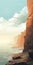 Serene Cliffs: A Dreamlike Mixed Media Illustration