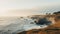 Serene Coastal Cliffs: Muted Colors And Golden Hues In 8k Resolution