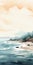 Serene Coastline Watercolor Painting In 8k Uhd