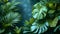 A serene composition of verdant tropical leaves, showcasing nature\\\'s intricate patterns and vibrant life