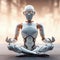 Serene Contemplation of the Future A Robot in Meditation. Generative AI