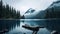 Serene Crescent Lake: A Beautiful Mountain Lake With Cloudy Mountains
