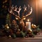 Serene Deer with antlers and beautiful Christmas decorations