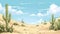 Serene Desert Landscape with Cacti under Blue Sky