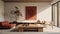 Serene Dragon Art In Terracotta Minimalist Living Room