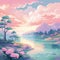 Serene and Dreamy Landscape with Pastel Color Palette