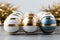 Serene Easter concept white, blue, and gold eggs mockup