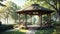 Serene Embroidered Bliss A Lazy Gazebo on National Lazy Day.AI Generated