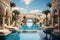Serene Empty luxurious resort pool. Generate Ai